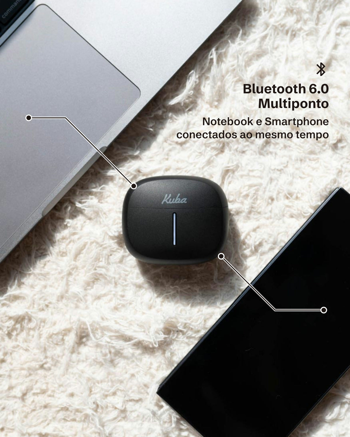 Mali 2 com Bluetooth 6.0 multiponto: notebook e smartphone conectados ao mesmo tempo